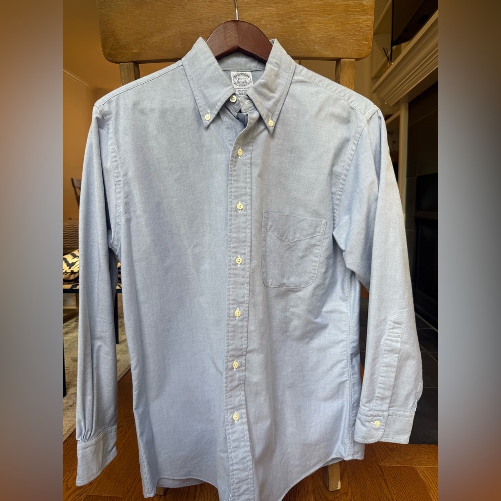 Brooks Brothers 100% American Supima cotton Sky Blue Casual Button-Down Shirt